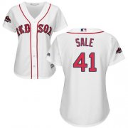 Wholesale Cheap Red Sox #41 Chris Sale White Home 2018 World Series Champions Women's Stitched MLB Jersey