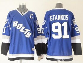 Wholesale Cheap Men\'s Tampa Bay Lightning #91 Steven Stamkos Blue Third Stitched NHL Jersey