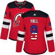 Wholesale Cheap Adidas Devils #9 Taylor Hall Red Home Authentic USA Flag Women's Stitched NHL Jersey