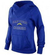 Wholesale Cheap Women's Los Angeles Chargers Heart & Soul Pullover Hoodie Blue