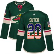 Wholesale Cheap Adidas Wild #20 Ryan Suter Green Home Authentic USA Flag Women's Stitched NHL Jersey