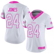 Wholesale Cheap Nike Packers #24 Josh Jones White/Pink Women's Stitched NFL Limited Rush Fashion Jersey