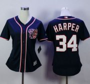 Wholesale Cheap Nationals #34 Bryce Harper Navy Blue Alternate 2 Women's Stitched MLB Jersey