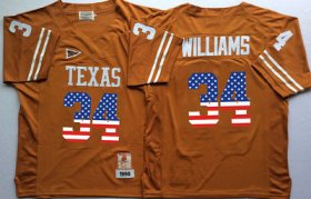 Wholesale Cheap Men\'s Texas Longhorns 34 Ricky Williams Orange USA Flag College Jersey