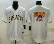 Wholesale Cheap Men's Pittsburgh Pirates Big Logo White Stitched MLB Cool Base Nike Jersey