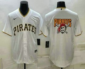 Wholesale Cheap Men\'s Pittsburgh Pirates Big Logo White Stitched MLB Cool Base Nike Jersey