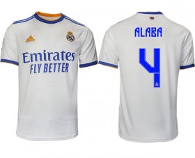 Wholesale Cheap Men\'s Real Madrid #4 David Alaba 2021-22 White Home Soccer Jersey