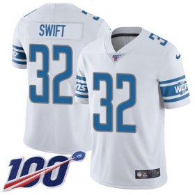 Wholesale Cheap Nike Lions #32 D\'Andre Swift White Youth Stitched NFL 100th Season Vapor Untouchable Limited Jersey