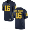 Wholesale Cheap Men's Michigan Wolverines #16 Ann Arbor Navy Blue Navy Blue Stitched College Football Brand Jordan NCAA Jersey