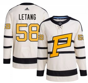 Wholesale Cheap Men\'s Pittsburgh Penguins #58 Kris Letang Cream 2023 Winter Classic Stitched Jersey