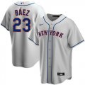 Wholesale Cheap Men's New York Mets #23 Javier Baez Gray Replica Nike Jersey