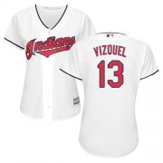 Wholesale Cheap Indians #13 Omar Vizquel White Home Women's Stitched MLB Jersey