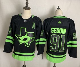 Wholesale Cheap Men\'s Dallas Stars #91 Tyler Seguin Black Adidas 2020-21 Alternate Authentic Player NHL Jersey