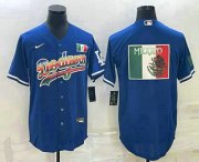 Wholesale Cheap Men's Los Angeles Dodgers Big Logo Rainbow Blue Cool Base Nike Jersey