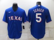 Wholesale Cheap Men's Texas Rangers #5 Corey Seager Blue Stitched MLB Cool Base Nike Jersey