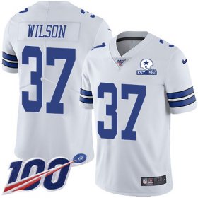 Wholesale Cheap Nike Cowboys #37 Donovan Wilson White Men\'s Stitched With Established In 1960 Patch NFL 100th Season Vapor Untouchable Limited Jersey