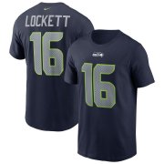 Wholesale Cheap Seattle Seahawks #16 Tyler Lockett Nike Team Player Name & Number T-Shirt College Navy