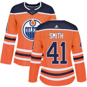 Wholesale Cheap Adidas Oilers #41 Mike Smith Orange Home Authentic Women\'s Stitched NHL Jersey