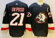 Wholesale Cheap Men's Buffalo Sabres #21 Kyle Okposo 2022-23 Black Stitched Jersey