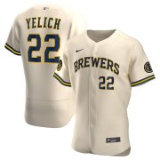 Wholesale Cheap Milwaukee Brewers #22 Christian Yelich Men's Nike Cream Alternate 2020 Authentic Player MLB Jersey