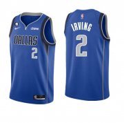 Wholesale Cheap Men's Dallas Mavericks #2 Kyrie Irving Blue Icon Edition With NO.6 Patch Stitched Basketball Jersey