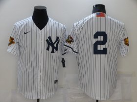 Wholesale Cheap Men\'s New York Yankees #2 Derek Jeter White 2001 Throwback Cooperstown Collection Stitched MLB Nike Jersey