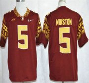 Wholesale Cheap Florida State Seminoles #5 Jameis Winston 2015 Playoff Rose Bowl Special Event Diamond Quest Red Jersey