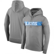 Wholesale Cheap Men's Detroit Lions Nike Gray Sideline Team Performance Pullover Hoodie