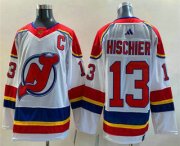 Wholesale Cheap Men's New Jersey Devils #13 Nico Hischier White 2022 Reverse Retro Stitched Jersey
