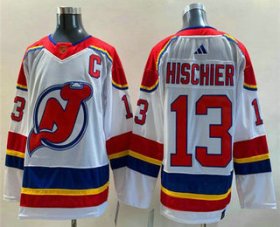 Wholesale Cheap Men\'s New Jersey Devils #13 Nico Hischier White 2022 Reverse Retro Stitched Jersey