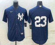 Wholesale Cheap Men's New York Yankees #23 Don Mattingly Black Stitched Nike Cool Base Throwback Jersey
