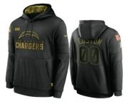 Wholesale Cheap Men's Los Angeles Chargers Custom Black 2020 Salute To Service Sideline Performance Pullover Hoodie