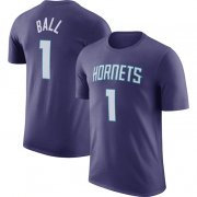 Wholesale Cheap Men's Charlotte Hornets #1 LaMelo Ball Purple 2022-23 Statement Edition Name & Number T-Shirt