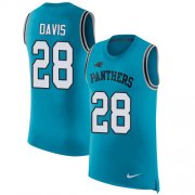 Wholesale Cheap Nike Panthers #28 Mike Davis Blue Alternate Men's Stitched NFL Limited Rush Tank Top Jersey