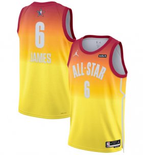 Wholesale Cheap Men\'s 2023 All-Star #6 LeBron James Orange Game Swingman Stitched Basketball Jersey