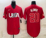 Wholesale Cheap Men's USA Baseball #20 Pete Alonso 2023 Red World Classic Stitched Jersey