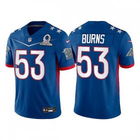 Wholesale Cheap Men\'s Carolina Panthers #53 Brian Burns 2022 Royal NFC Pro Bowl Stitched Jersey