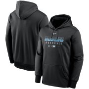Wholesale Cheap Men's Miami Marlins Nike Black Authentic Collection Therma Performance Pullover Hoodie