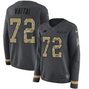 Wholesale Cheap Nike Lions #72 Halapoulivaati Vaitai Anthracite Salute to Service Women's Stitched NFL Limited Therma Long Sleeve Jersey