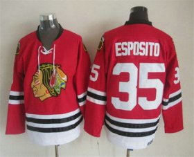 Wholesale Cheap Men\'s Chicago Blackhawks #35 Tony Esposito Red Throwback Jersey