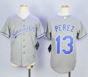 Wholesale Cheap Royals #13 Salvador Perez Grey Cool Base Stitched Youth MLB Jersey
