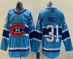 Wholesale Cheap Men\'s Montreal Canadiens #31 Carey Price Blue 2022 Reverse Retro Stitched Jersey