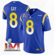 Wholesale Cheap Men's Los Angeles Rams #8 Matt Gay 2022 Royal Super Bowl LVI Vapor Limited Stitched Jersey
