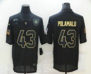 Wholesale Cheap Men's Pittsburgh Steelers #43 Troy Polamalu Black 2020 Salute To Service Stitched NFL Nike Limited Jersey