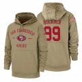 Wholesale Cheap San Francisco 49ers #99 Deforest Buckner Nike Tan 2019 Salute To Service Name & Number Sideline Therma Pullover Hoodie