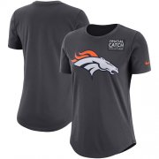 Wholesale Cheap NFL Women's Denver Broncos Nike Anthracite Crucial Catch Tri-Blend Performance T-Shirt