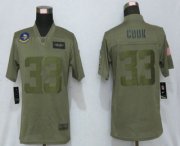 Wholesale Cheap Women's Minnesota Vikings #33 Dalvin Cook NEW Olive 2019 Salute To Service Stitched NFL Nike Limited Jersey