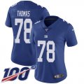 Wholesale Cheap Nike Giants #78 Andrew Thomas Royal Blue Team Color Women's Stitched NFL 100th Season Vapor Untouchable Limited Jersey