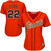Wholesale Cheap Giants #22 Will Clark Orange Alternate Women's Stitched MLB Jersey