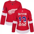 Wholesale Cheap Adidas Red Wings #13 Pavel Datsyuk Red Home Authentic USA Flag Women's Stitched NHL Jersey